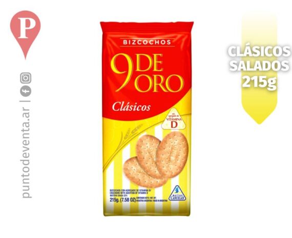 Galletita 9 Oro Bizcochos Salados 215g - puntodeventa.ar