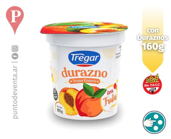 Yogur Entero con Duraznos Tregar 160g - puntodeventa.ar