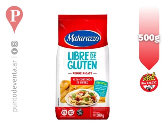 Fideos Libre de Gluten Matarazzo Mostachol 500g - puntodeventa.ar